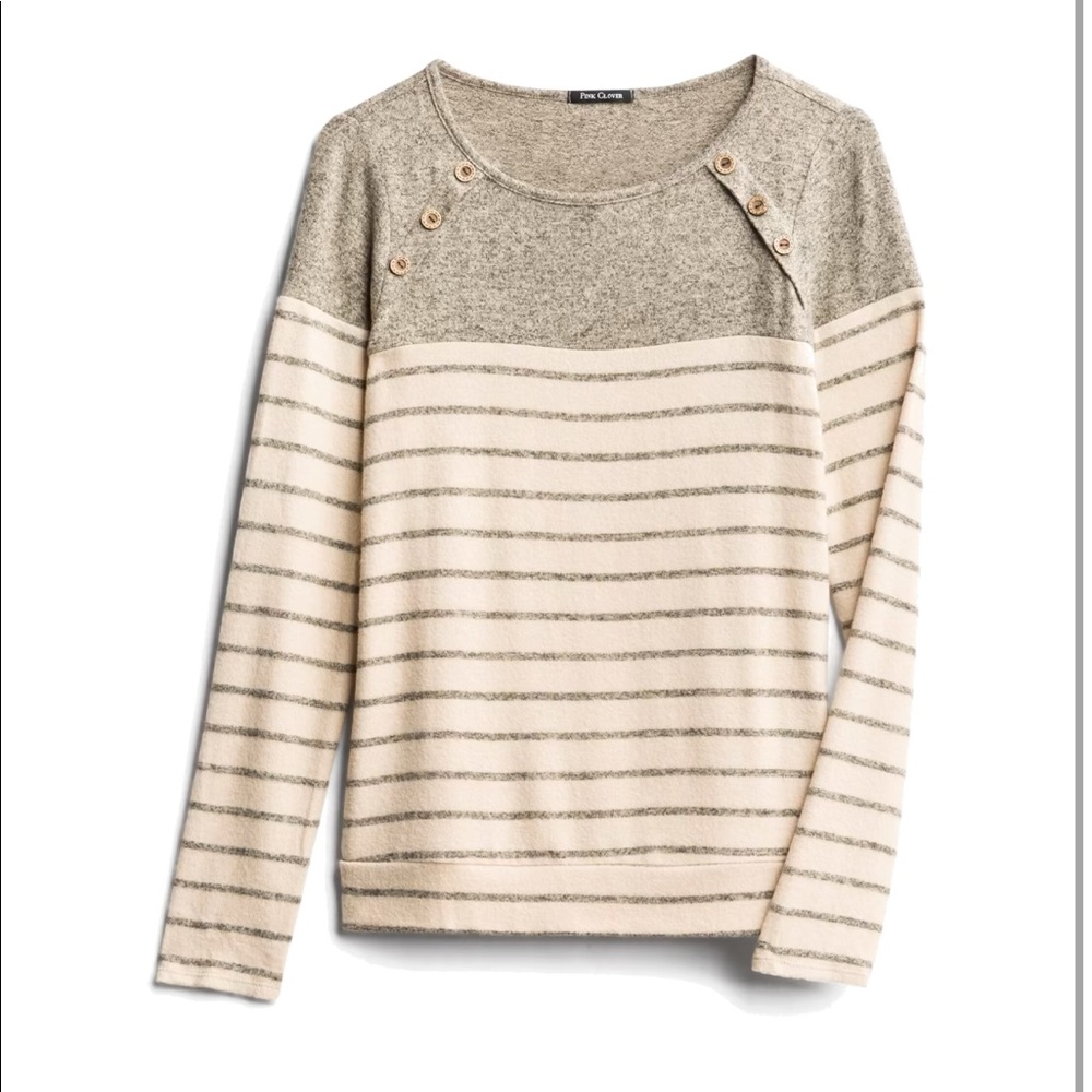 Pink Clover Luna Button Detail Brushed Knit Top